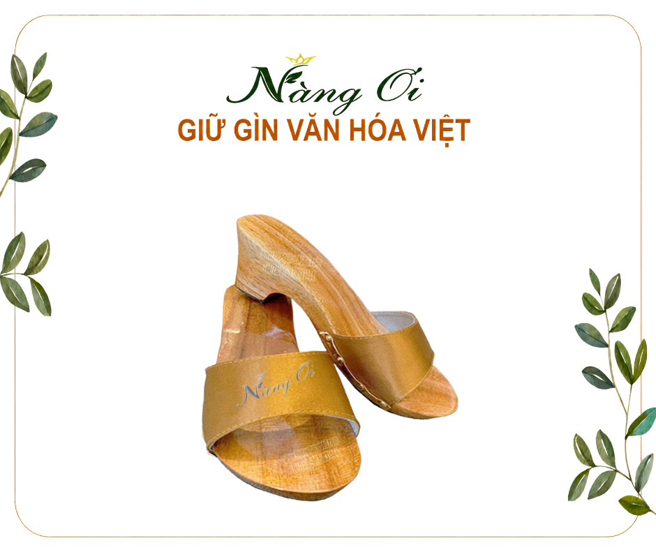 guốc gỗ quai vạt vàng nhẹ nhàng, nữ tính